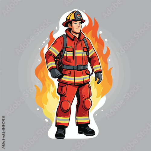 fireman, emergency, firefighter, safety, danger, fire, rescue, man, fighter, helmet, uniform, protection, red, service, equipment, background, hose, flame, extinguisher, burn, hero, job, water, work, 