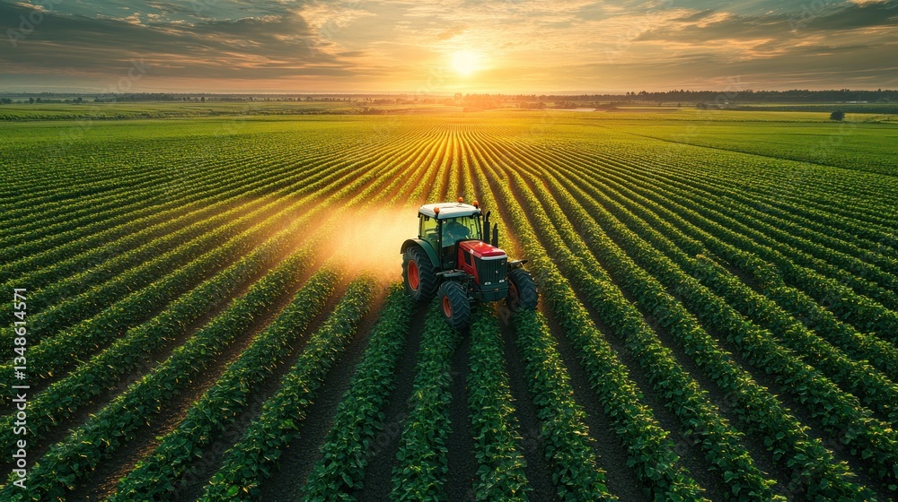 Sunset Tractor Field Agriculture Sunset Tractor Field Agriculture