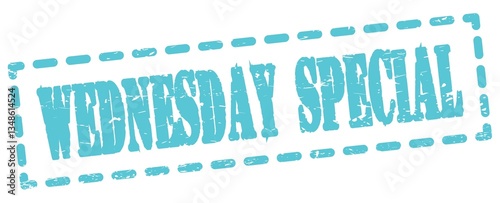 WEDNESDAY SPECIAL text written on blue stamp sign.