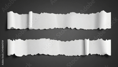Paper Torn into Long Jagged Strips with Frayed and Curled Edges, Isolated on a Transparent Background
