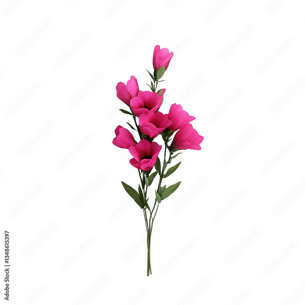 Fototapeta premium A single pink flower with a stem. The flower is the main focus of the image. The flower is the only thing that is visible in the image
