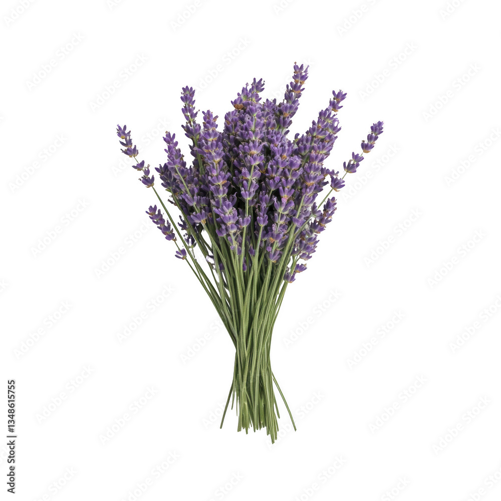 Fototapeta premium A bunch of lavender flowers are arranged in a bunch, with some of the flowers being purple and others being white. The flowers are all different sizes