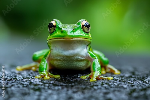 Humorous frog design, simple lines with half-filled green