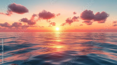 Tranquil Ocean Sunset Scenic Summer Seascape View
