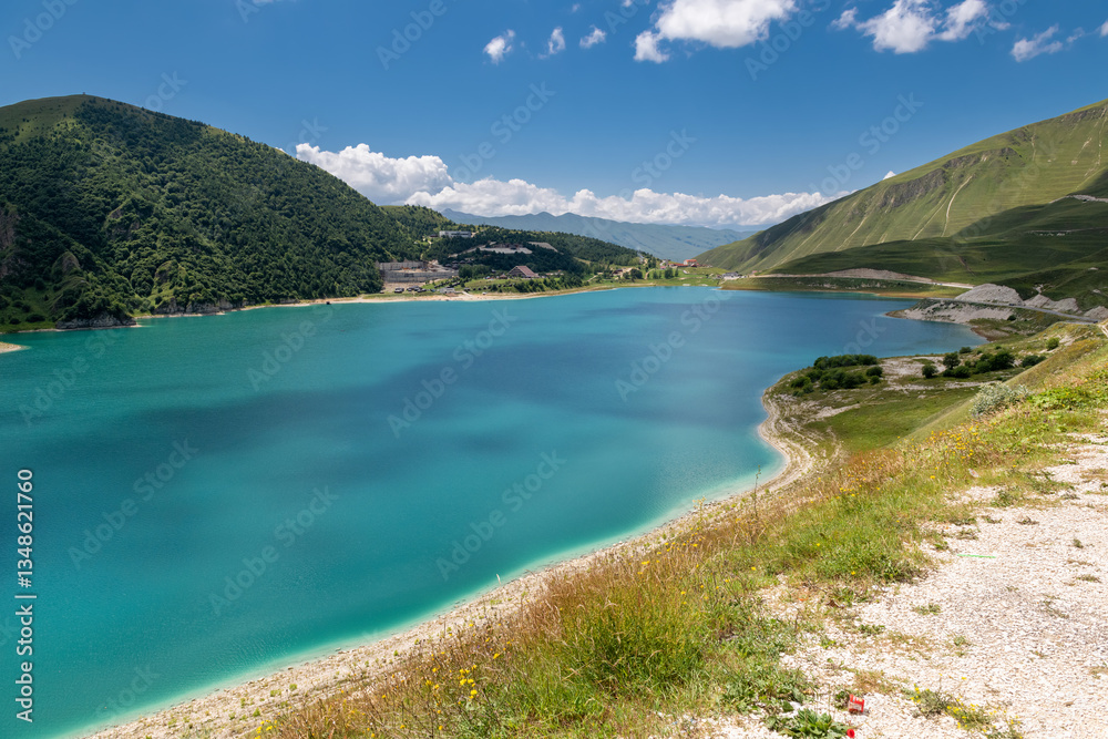 The high-altitude lake Kezenoy—Am is the largest lake in the North Caucasus, located on the border of the Cheberloevsky district of the Chechen Republic and the Botlikhsky district of Dagestan, Russia