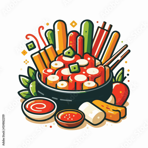 meal, tteokbokki, food, spicy, delicious, lunch, dish, traditional, cuisine, sauce, snack, hot, rice, korean, tasty, cooking, asian, korean food, rice cake, healthy, gourmet, background, korea, egg, c