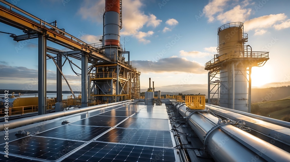 Obraz premium Carbon capture technology showcased at industrial site enhancing climate change efforts