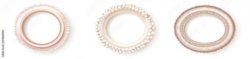 Elegant Circular Frames with Pearl Accents Elegant Circular Frames with Pearl Accents