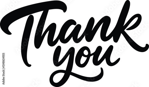 Stylish Calligraphy Thank You in Bold Black Ink on a Pristine White Background