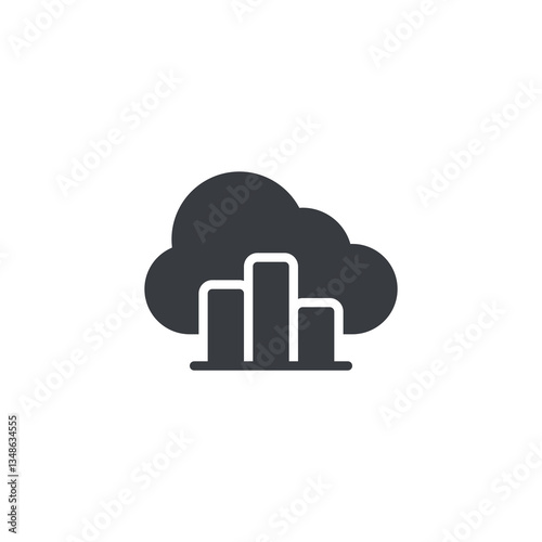 Cloud with a bar chart vector icon