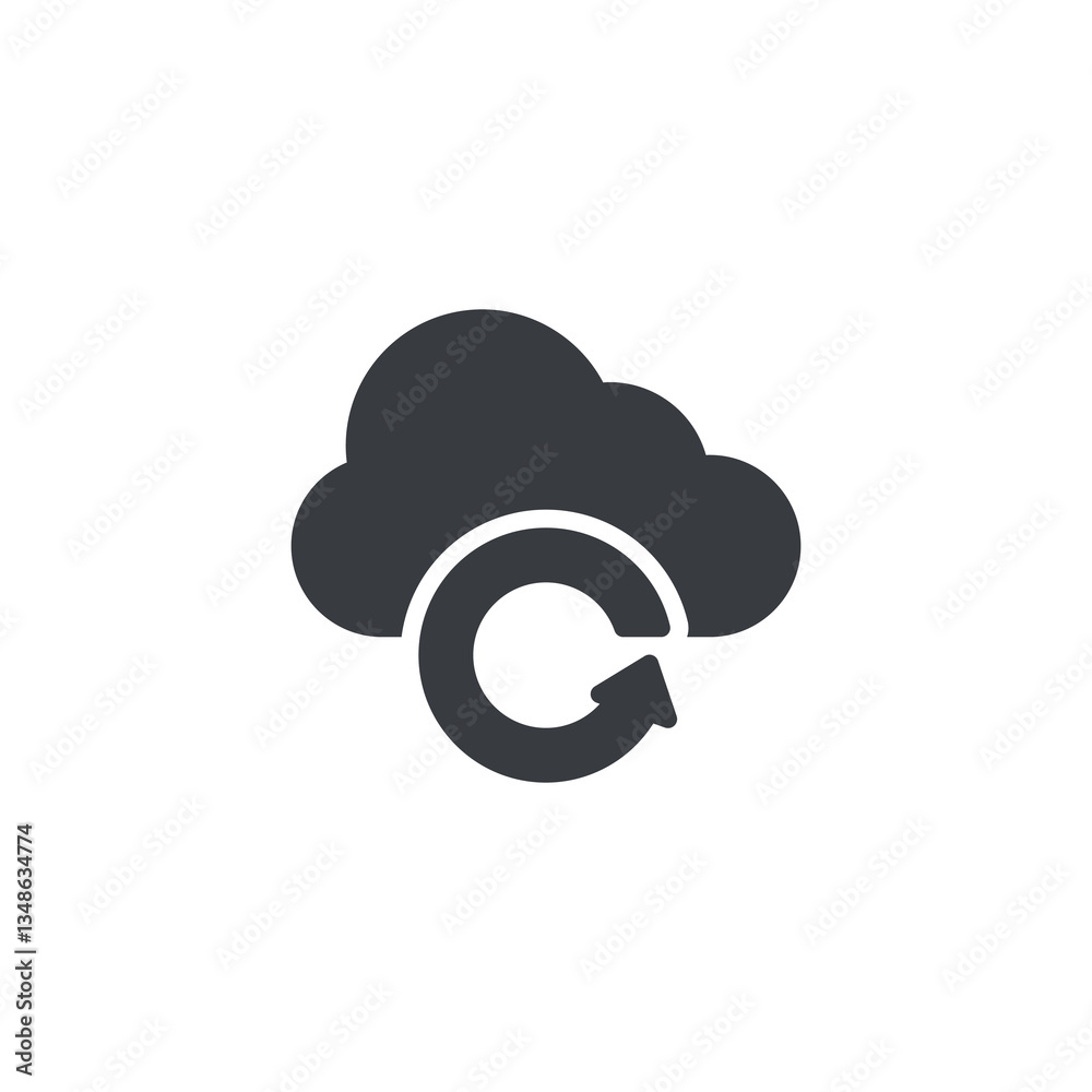 Cloud with a refresh symbol vector icon Cloud with a refresh symbol vector icon