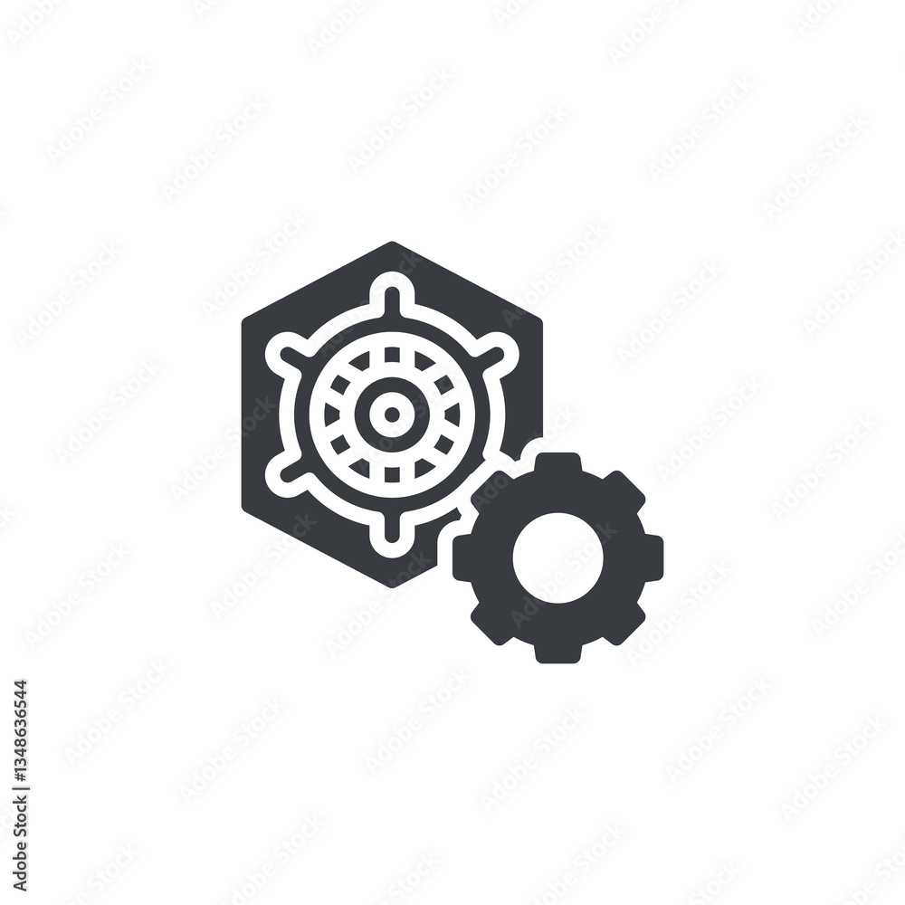 Kubernetes with a gear vector icon Kubernetes with a gear vector icon