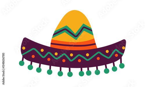 Mexican sombrero hat. Traditional sombreros with ethnic patterns, Mexico style masks cartoon vector illustration of Mexican fashion illustration
