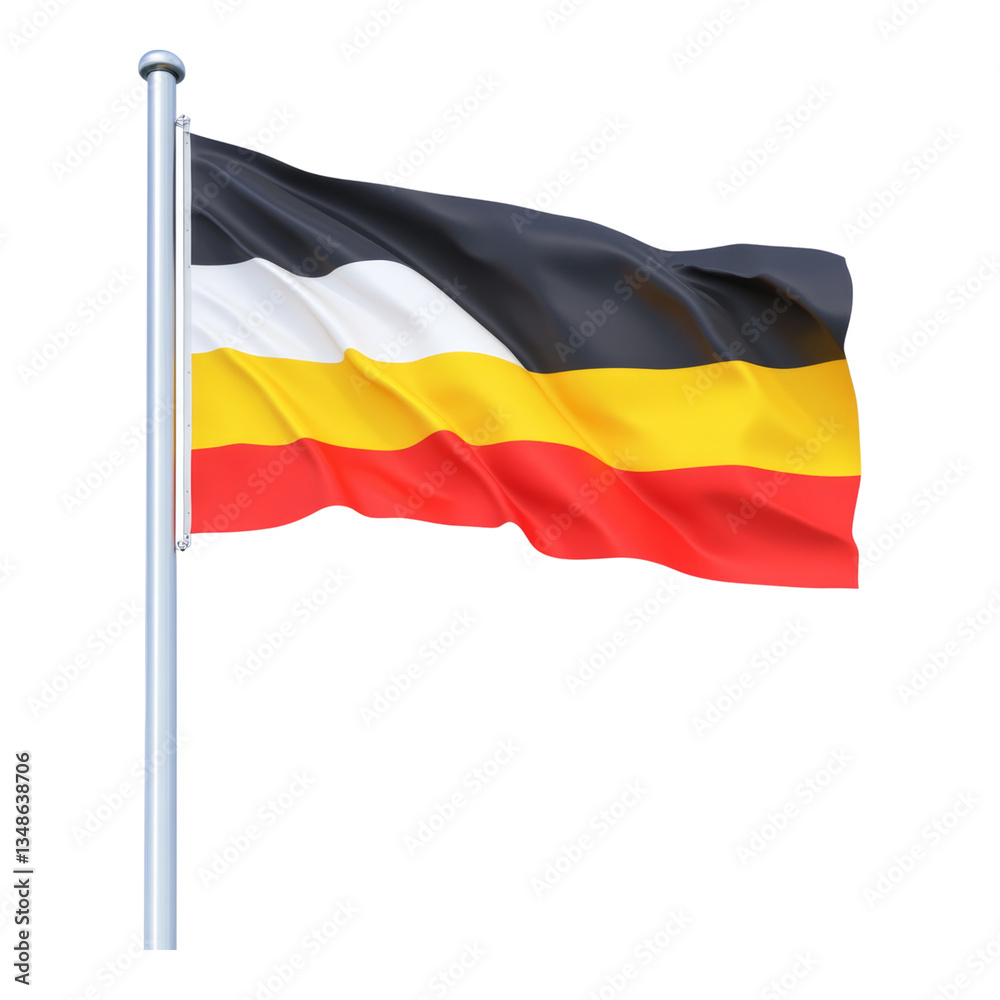 Naklejka premium Germany Flag Waving on Flagpole in Bright Sky