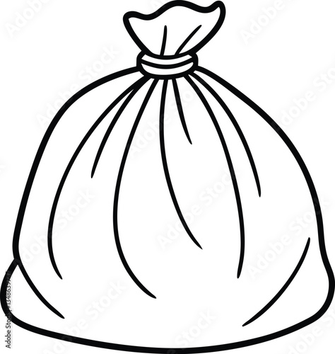 trash bag outline coloring book page line art, trash bag icon