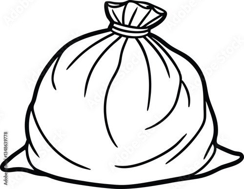 trash bag outline coloring book page line art, trash bag icon