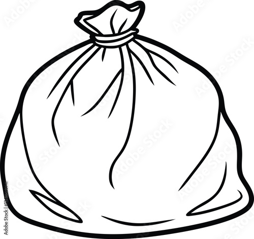 trash bag outline coloring book page line art, trash bag icon