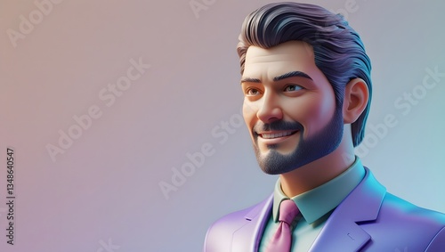 Stylized Portrait of Smiling Businessman with Modern Aesthetic Appeal