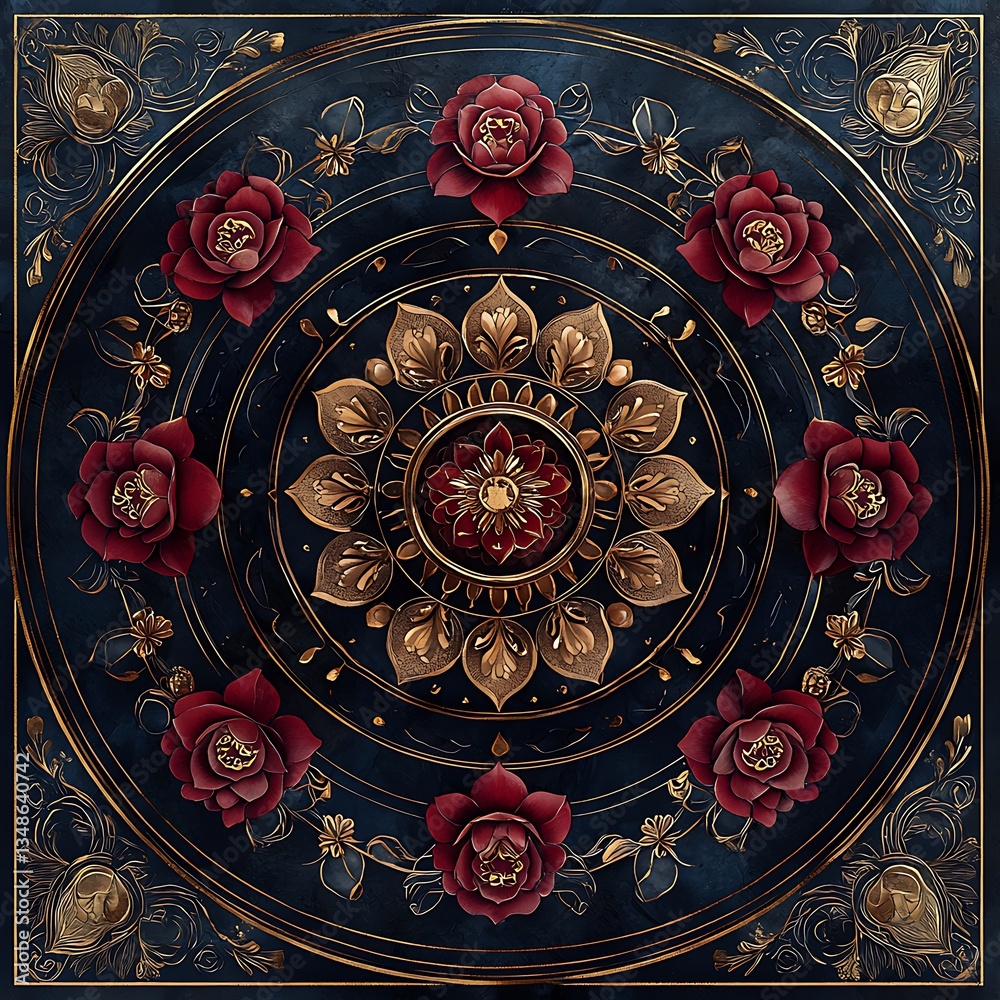 Fototapeta premium Vintage art mandala with traditional elements high resolution wallpaper