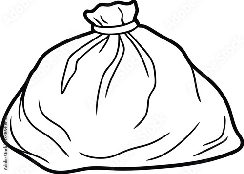 trash bag outline coloring book page line art, trash bag icon