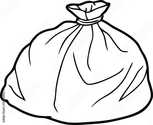 trash bag outline coloring book page line art, trash bag icon