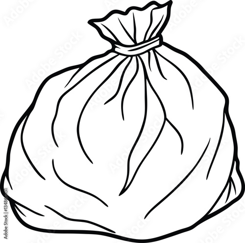 trash bag outline coloring book page line art, trash bag icon