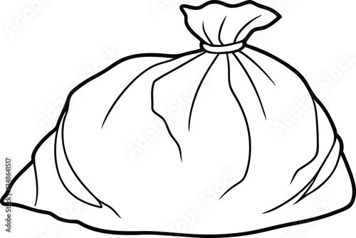 trash bag outline coloring book page line art, trash bag icon