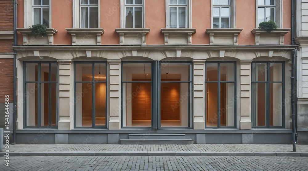 Fototapeta premium Retrofitted old building showcases modern design in urban setting
