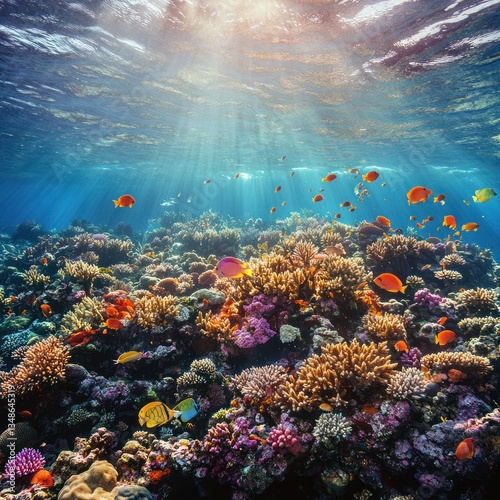 Marine life thriving in coral reefs 