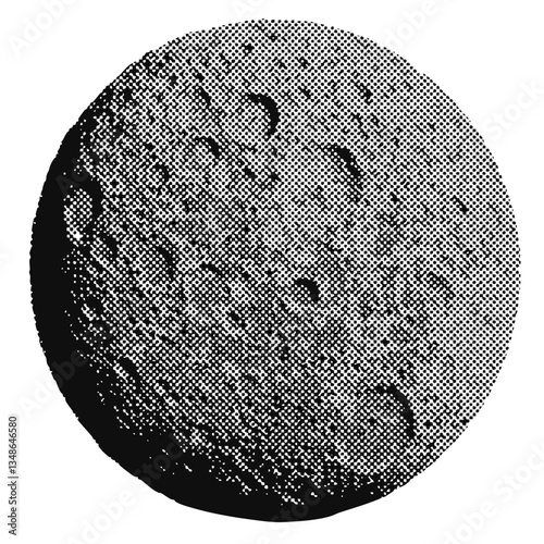 moon halftone grunge vector design element