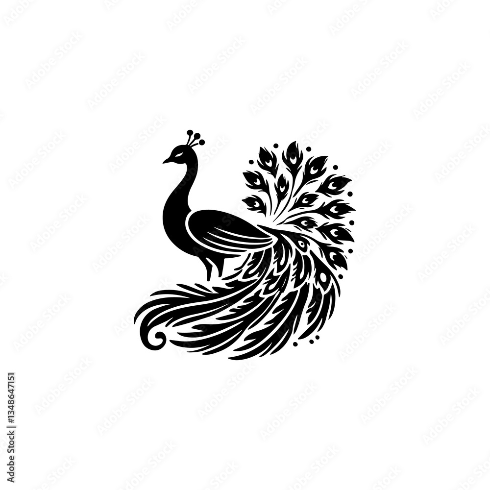 Fototapeta premium Peacock Silhouette Vector
