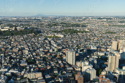 Photography Tokyo cityscape view from the Ichikawa I-link town Observation deck