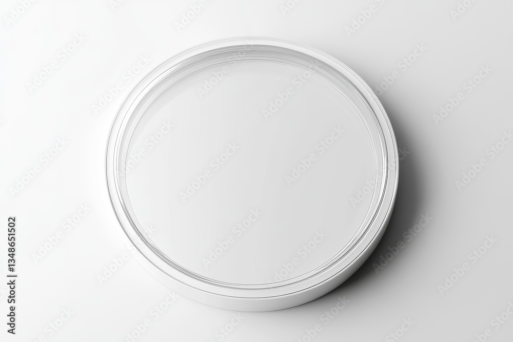 Circular, white, empty container Circular, white, empty container