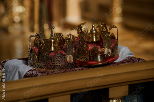 Wedding ceremony, two crowns for wedding