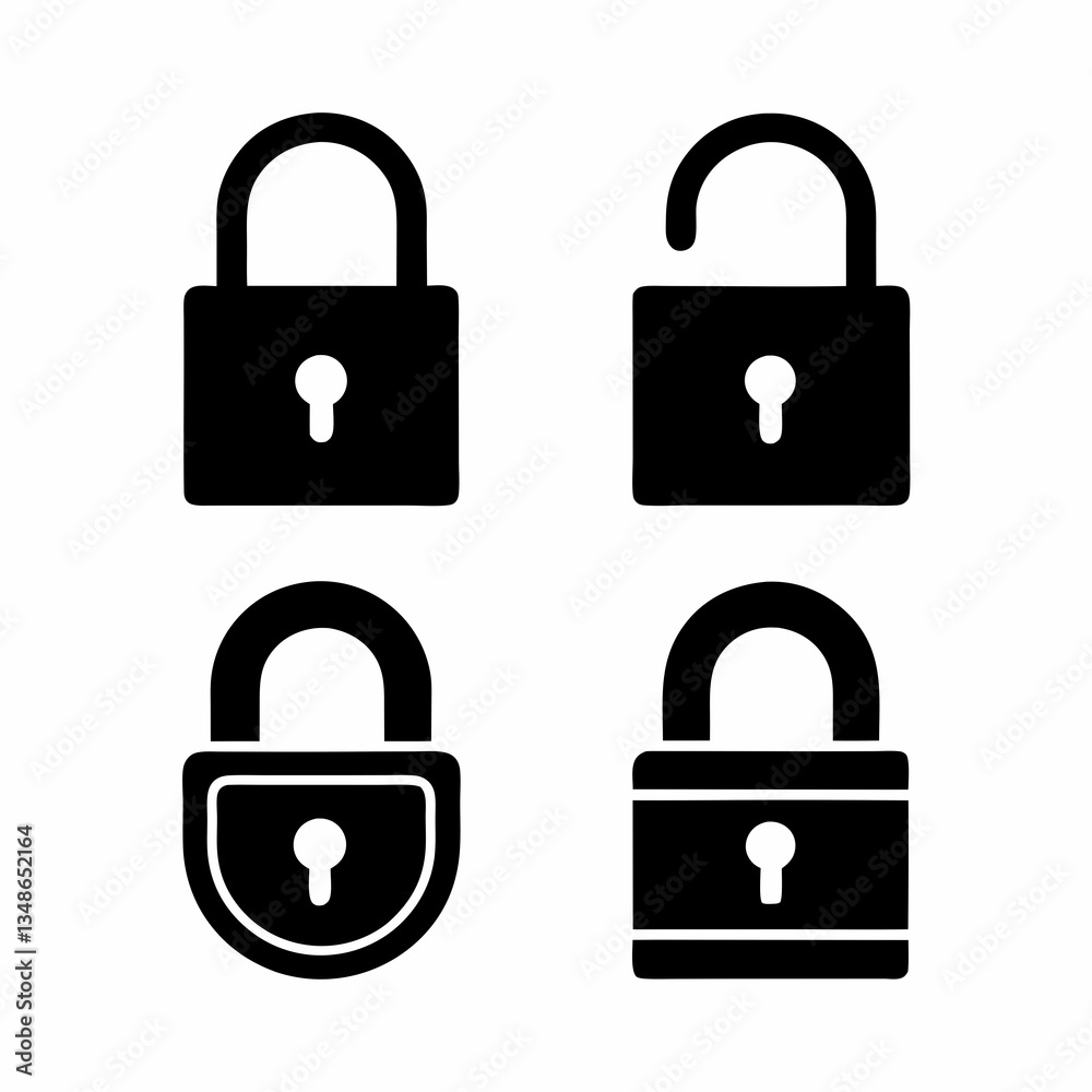 Simple Padlock Symbols with Keyhole set Icon Vector Design. Simple Padlock Symbols with Keyhole set Icon Vector Design.