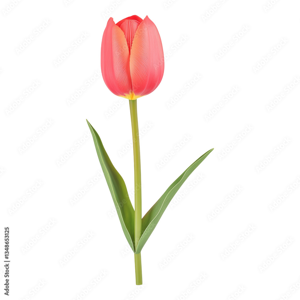 Elegant Pink Tulip Flower on Green Stem