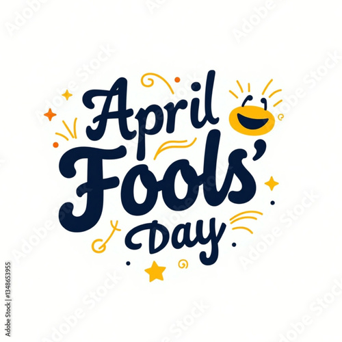 Vector illustration April Fools Day template design with smile icon. Fools day lettering text for celebration party or greeting card. isolated on white background. April fool's day concept.