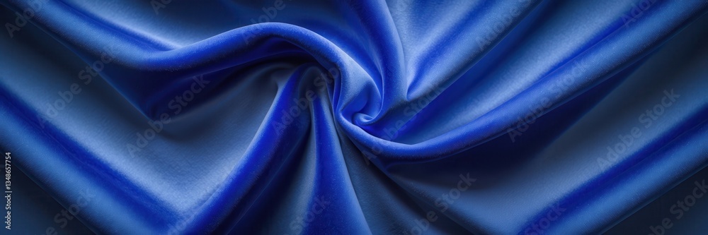 Obraz premium Royal Blue Velvet Elegance: Soft Texture and Draped Fabric Waves in Sumptuous Detail