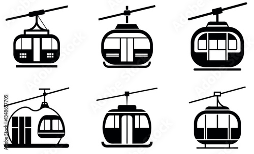 Cable Car Icons: Modern Transportation Symbols