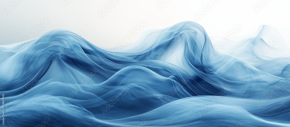 Obraz premium Abstract blue wave pattern against a white background, flowing seamlessly.