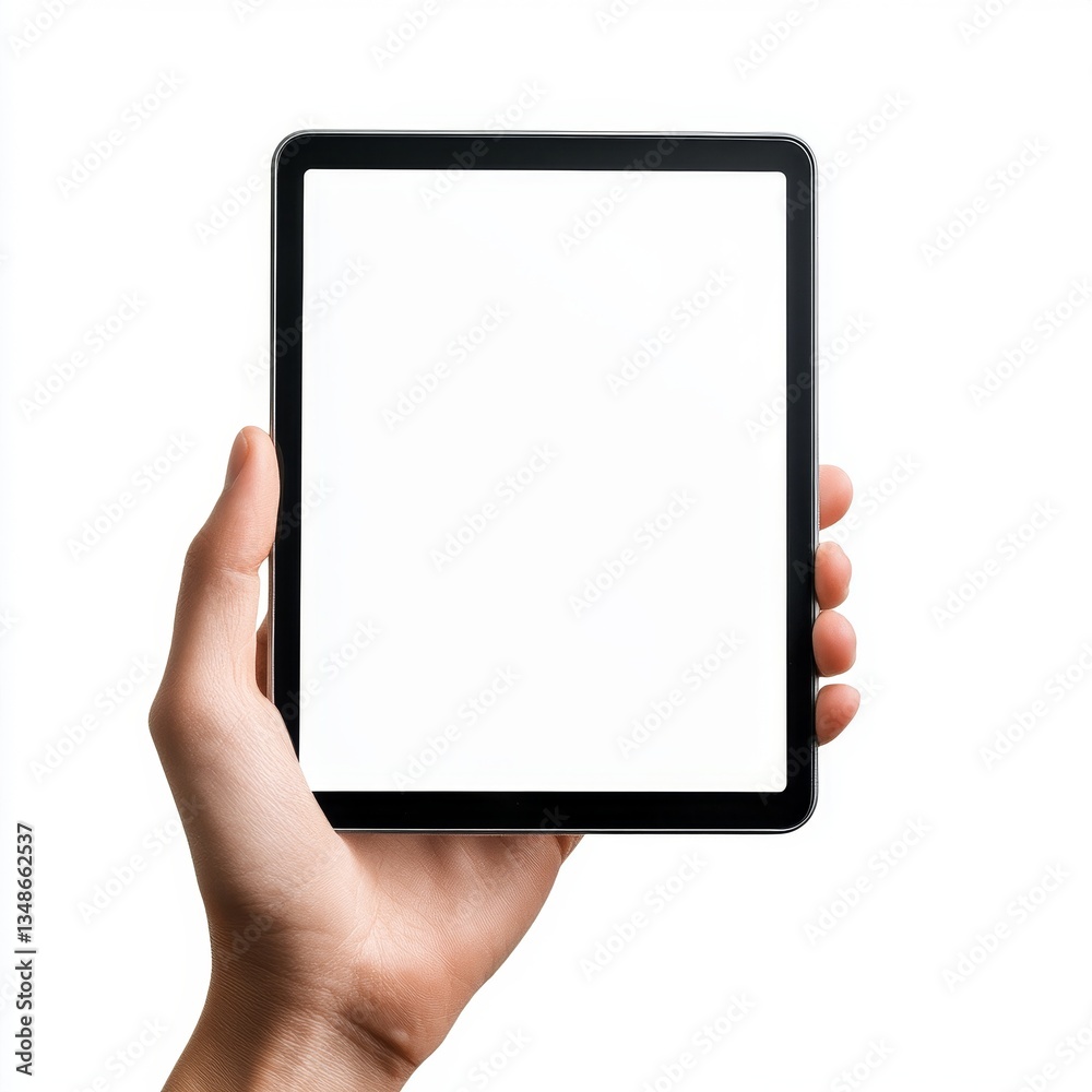 Hand holding a tablet with blank screen Hand holding a tablet with blank screen