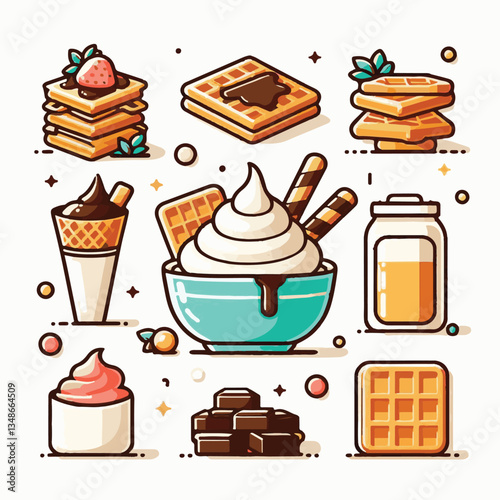 food, waffle, dessert, breakfast, background, pastry, sweet, snack, delicious, illustration, homemade, lunch, tasty, crispy, bakery, fresh, white, baked, meal, belgian, wafer, cream, cake, golden, str