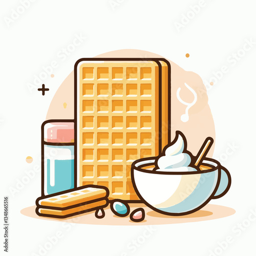 food, waffle, dessert, breakfast, background, pastry, sweet, snack, delicious, illustration, homemade, lunch, tasty, crispy, bakery, fresh, white, baked, meal, belgian, wafer, cream, cake, golden, str