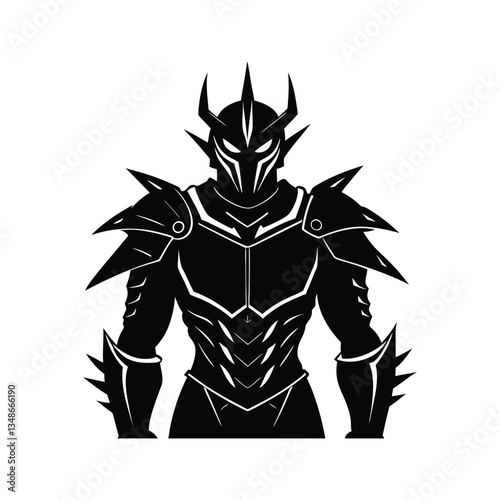 Fierce Armored Warrior in Battle Pose Perfect for Fantasy, Strength, and Power Illustrations, Ideal for Medieval and Heroic