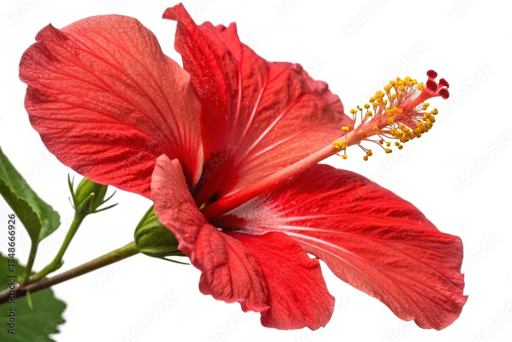 Fototapeta premium Beautiful red hibiscu isolated on transparent background