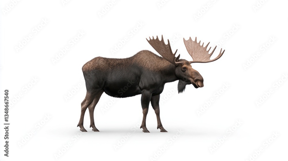 Fototapeta premium Majestic Moose: A 3D Render of a North American Bull Moose
