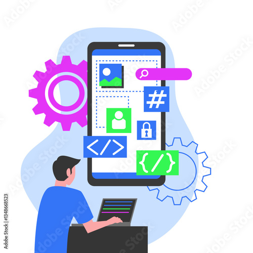 Illustration of Mobile App Development Process
