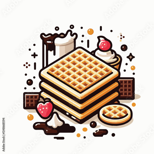 food, waffle, dessert, breakfast, background, pastry, sweet, snack, delicious, illustration, homemade, lunch, tasty, crispy, bakery, fresh, white, baked, meal, belgian, wafer, cream, cake, golden, str