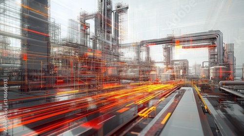 A modernized petrochemical processing plant with cutting-edge automation.