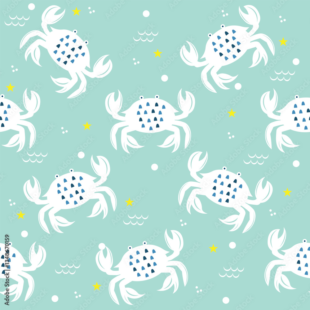 Cute crab Seamless Pattern Background. Crab illustration pattern. Crab background. Perfect for fabrics, textile, wallpaper, and decor. SSTKbackgrounds Cute crab Seamless Pattern Background. Crab illustration pattern. Crab background. Perfect for fabrics, textile, wallpaper, and decor. SSTKbackgrounds